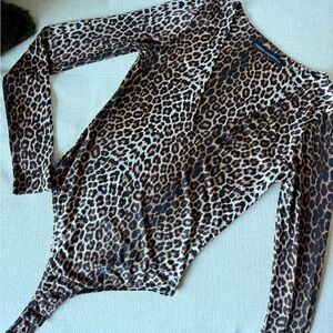 Naked Wardrobe Leopard Print Long Sleeve Bodysuit